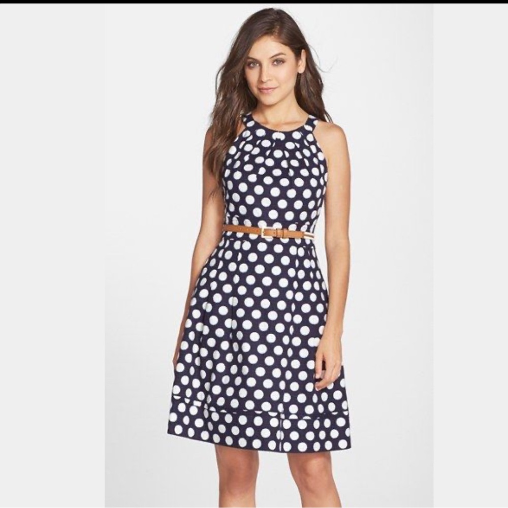 Eliza J Black Polka Dot Dress - Sz 8